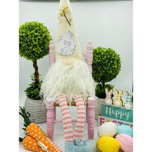 Spring Easter Gnome with Pink and White Stripe Legs